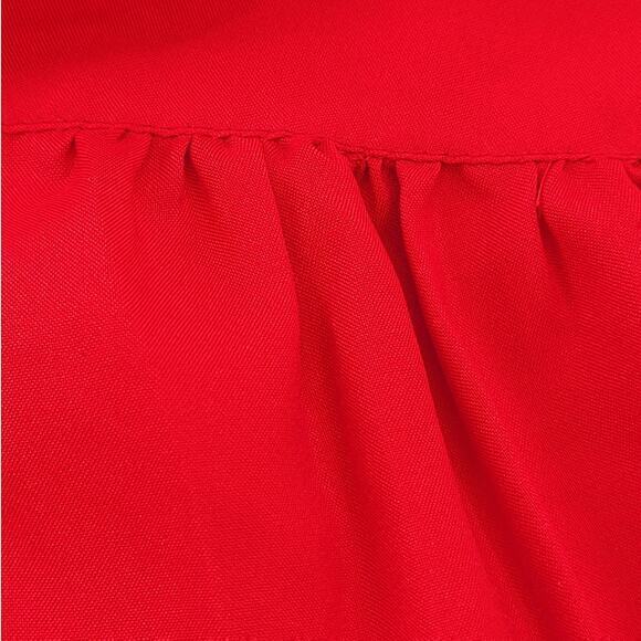 Vintage Preppy Illusion Button Up High Collar Short Puffy Sleeve‎ Blouse Shirt - Picture 11 of 15